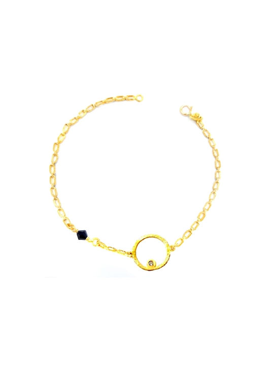 14K Gold bracelet Circle and Onyx