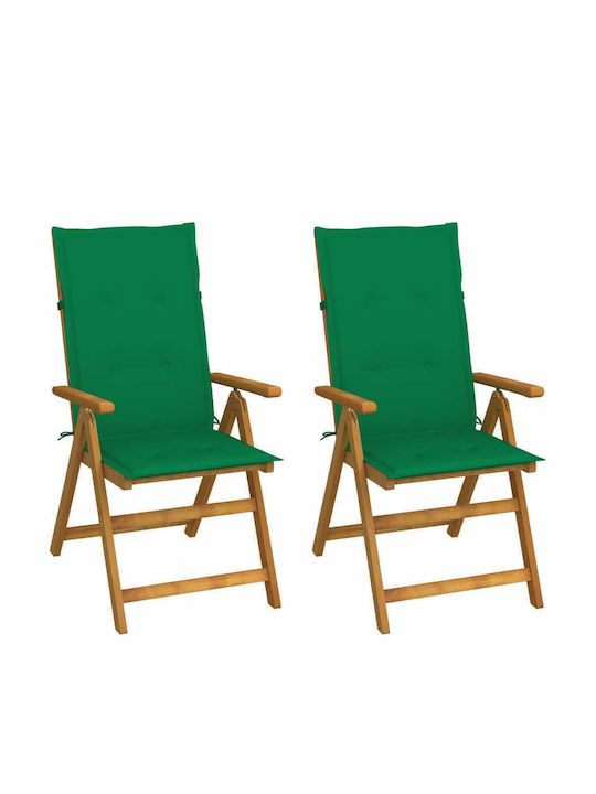 Outdoor-Stuhl Hölzernes Acacia / Green Pillow m...