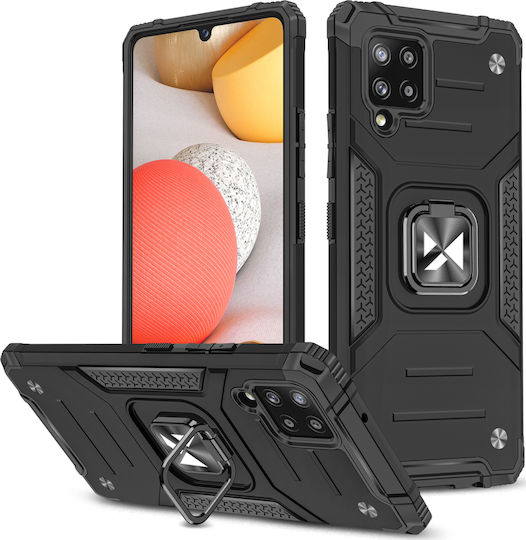 Wozinsky Ring Armor Kickstand Back Cover Plastic Black (Galaxy A42)