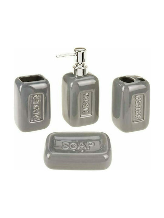 Ceramic Bathroom Accessory Set Gray 4pcs