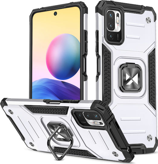 Wozinsky Ring Armor Kickstand Back Cover Plastic Argintiu (Redmi Note 10 5G / Poco M3 Pro)