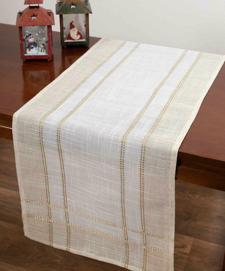 Silk Fashion 2448 Χριστουγεννιάτικο Τραπεζομάντηλο Υφασμάτινο Καρέ Μπεζ 90x90x90εκ.