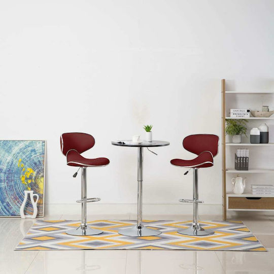 Scaune Bar cu Spătar & Înălțime Reglabilă Burgundia 2buc 50x46x87-108buc