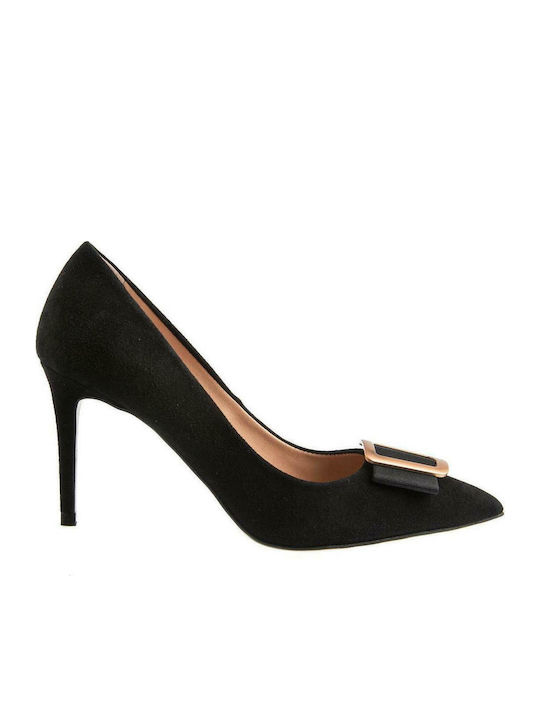 702 Suede Μυτερές Γόβες Μαύρες