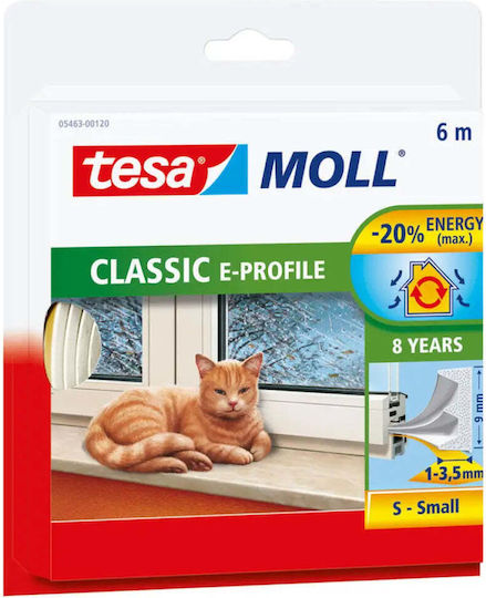 Tesa Classic E Profile Пяна Уплътнителна лента с гума Прозорец в Бял цвят 6mx0.9cm