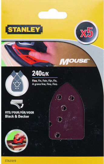 Stanley Quick Fit Delta Sanding Sheet K240 with Holes Set 5pcs