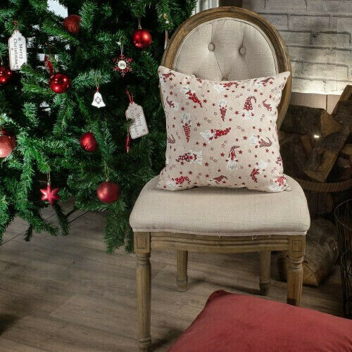 Teoran Christmas Decorative Pillow Zermatt Square Beige 45x45cm