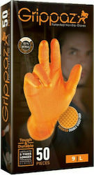 Grippaz Tough & Durable 246A Γάντια Νιτριλίου Χωρίς Πούδρα σε Πορτοκαλί Χρώμα 50τμχ