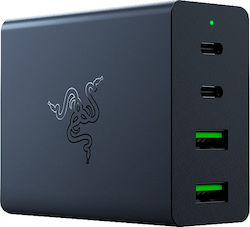 Razer Βάση Φόρτισης με 2 Θύρες USB-A και 2 Θύρες USB-C 130W σε Μαύρο χρώμα (RC21-01700100-R3M1)