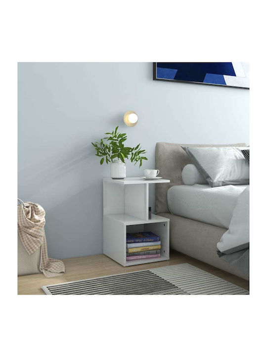 Wooden Glossy White Bedside Table 35x35x55cm