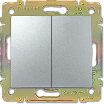 Legrand Valena Recessed Wall Switch Double Frame-Free Aller Retour Silver