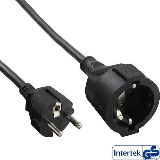 InLine Удължителен кабел с прекъсвач с дължина 2м с диаметър 3 x 1.5mm² Черен