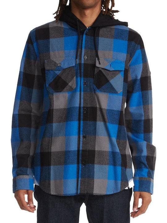 Ruckus Дълъг Ръкав Фланелена Overshirt Каре Тъмносиня