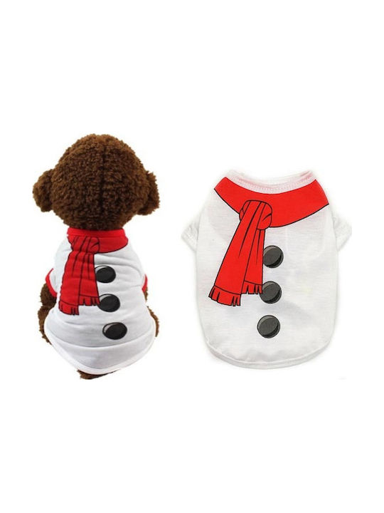 Snowman T-shirt Dog Medium in White color 30cm. CL267MW