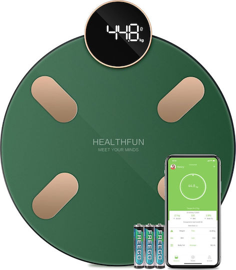 HealthFun Intelligente Badezimmerwaage 180kg mit Körperfettmessung & Bluetooth Grüne