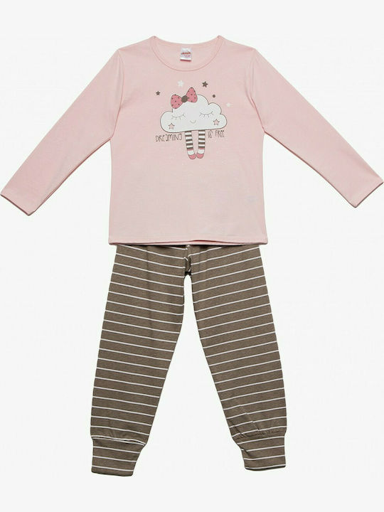 Minerva Set Top & Bottom Kids Winter Cotton Pyjamas Pink