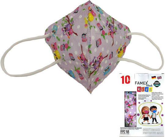 Famex Kids Mask FFP2 NR Protective Mask FFP2 Kids Owls 1pcs