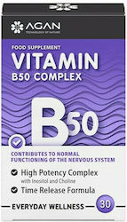 Agan Vitamin B50 Complex Vitamin for Energy, Immune System Boost & Nervous System 30 tabs