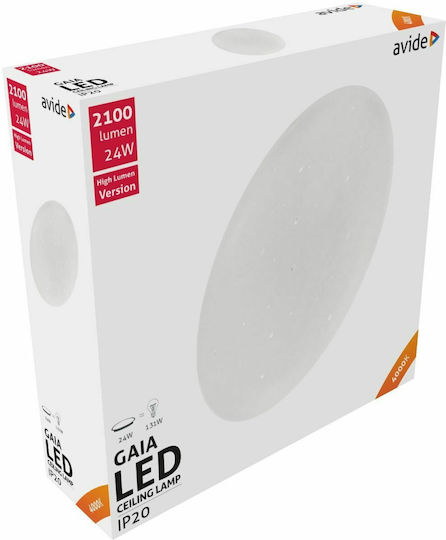 Avide ACLO38NW-24W-GAI Πλαφονιέρα Οροφής 38εκ. Λευκή με Ενσωματωμένο LED