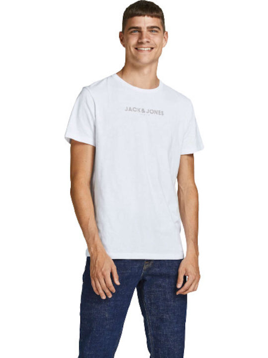Jack & Jones T-shirt Bărbătesc cu Mânecă Scurtă Alb