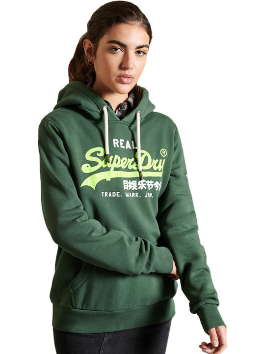 Superdry Γυναικείο Φούτερ με Κουκούλα Enamel Green