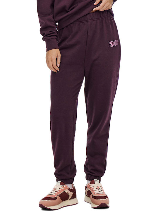 Only Lula Pantaloni de Trening cu elastic Burgundy