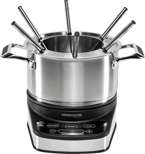 Rommelsbacher F 1200 Vas pentru Fondue Electric din Oțel Inoxidabil 6 Persoane Argint 1200W 29x23.5x27buc