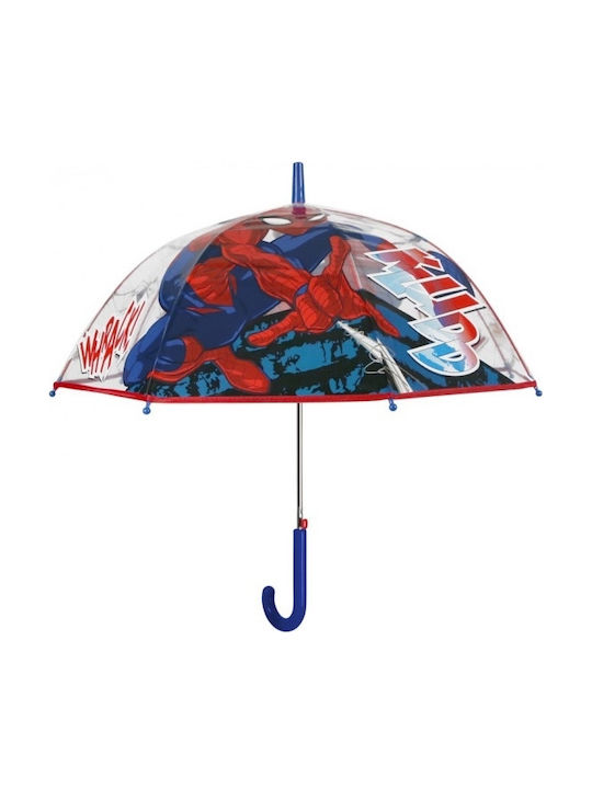 Rain Umbrelă pentru copii Baston Spiderman transparentă cu diametrul de 45cm.