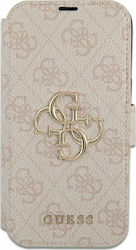 Guess 4G Metal Logo Synthetic Leather Book Pink (iPhone 13 Pro)