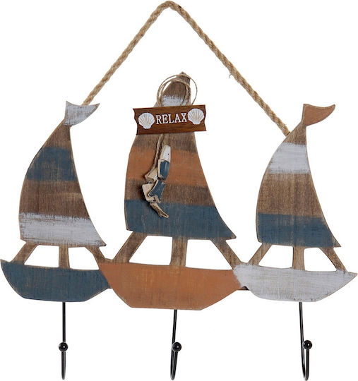 DKD Home Decor Κρεμάστρα Τοίχου Μεταλλική 3 Θέσεων Πολύχρωμη 34x2x35cm