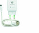 Technovo Φορτιστής με Θύρα USB-A και Καλώδιο micro USB Quick Charge 3.0 Λευκός (TN-F007)