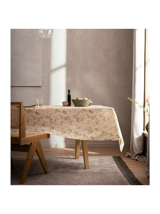 Gofis Home Feuille 358 Cotton & Polyester Checkered Tablecloth Beige 135x135cm