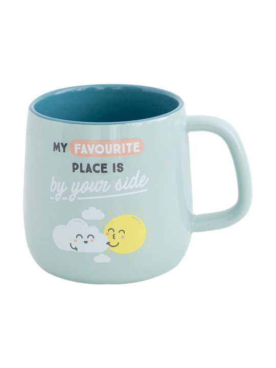 Mr. Wonderful My Favourite Place is By Your Side Ceramic Cup Blue 370ml