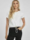 Women's Summer Crop Top Cotton Short Sleeve White