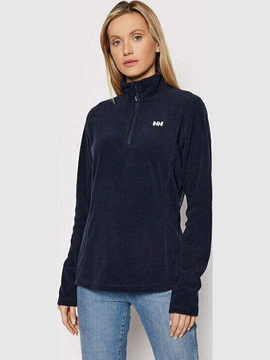 Daybreaker Winter Women's Fleece Blouse Hiking Long Sleeve with Zipper Navy Blue