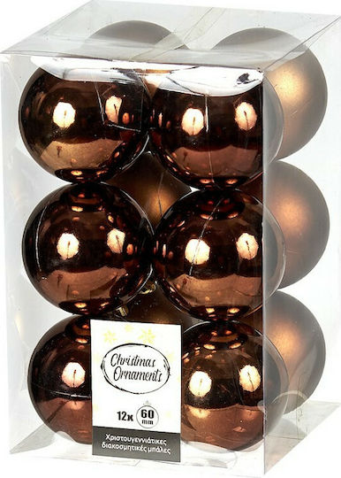 Set of 12 Plastic Copper Ball Ornaments 6cm