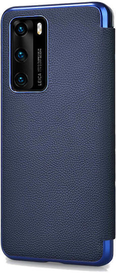 iCarer Grained Genuined Leather Book Δερμάτινο / Πλαστικό Μπλε (Huawei P40)
