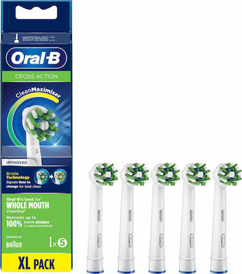 Oral-B Cross Action CleanMaximiser XL Pack Ανταλλακτικές Κεφαλές για Ηλεκτρική Οδοντόβουρτσα 5τμχ