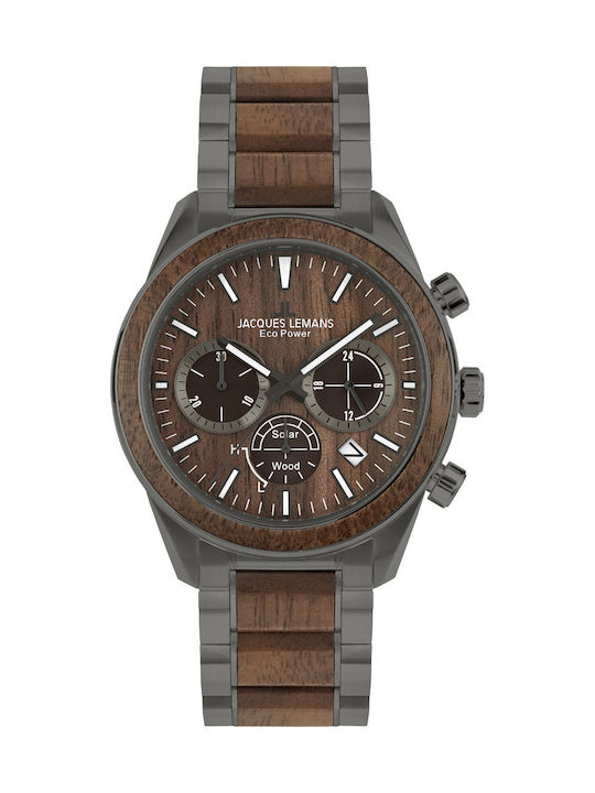 Jacques Lemans Eco Power Uhr Batterie mit Holzarmband Jacques Lemans Eco Power Uhr Batterie mit Holzarmband