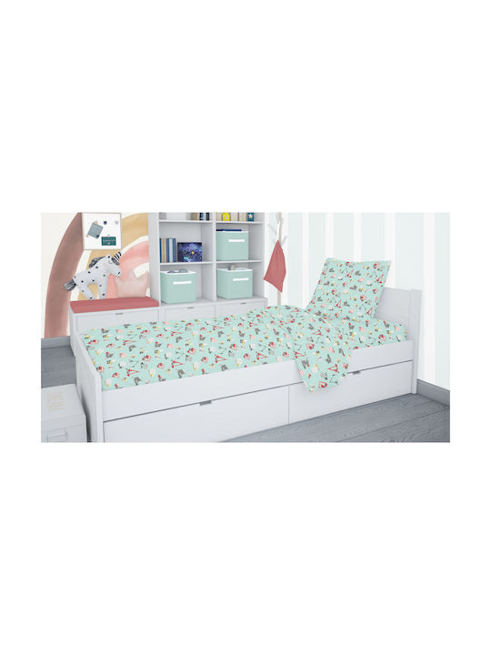 Astron Italy Trucks Set Kids Duvet Cover Single with Pillowcase Cotton Green Red 165x250cm