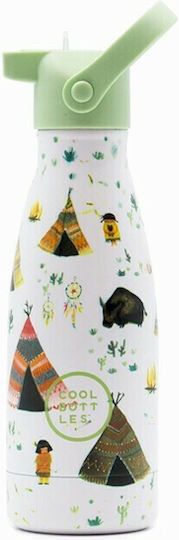 Cool Bottles Sea World Ανακυκλώσιμο Μπουκάλι Θερμός Ανοξείδωτο 260ml Λευκό με Επιστόμιο και Καλαμάκι