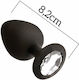 Mai Silicone Butt Plug with Jewel No 48 Πρωκτική Σφήνα Medium Black / Silver