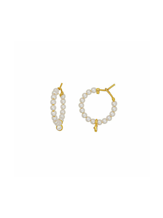 Excite-Fashion Steel And Shine Earrings Hoops made of Steel Gold Plated with Stones & Pearls