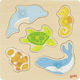 Wooden Kids Peg Puzzle Marine World for 2+ years+ Years 5pcs Goki