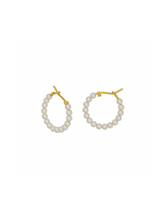 Excite-Fashion Dazzle Dreams Earrings Hoops made of Steel Gold Plated with Pearls