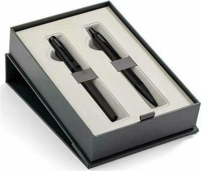 Parker IM Pen Set Rollerball (in a paper cassette) Core Metal Black BΤ in a case