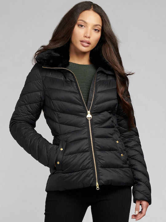 Women's Short Puffer Jacket for Winter Black