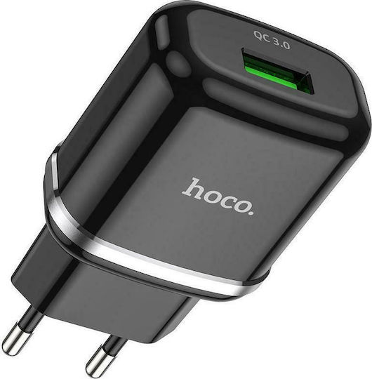 Hoco Charger with USB-A Port and Cable micro USB 18W Quick Charge 3.0 Blacks (N3 Special)