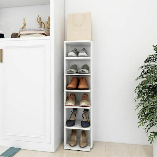 Holz Schuhschrank mit 6 Regalen White L25xW27xH102cm
