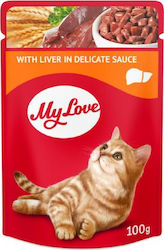 Happy Cat My Love Wet Food for Adult Cats In Pouch with Liver σε Σάλτσα 1pc 100gr